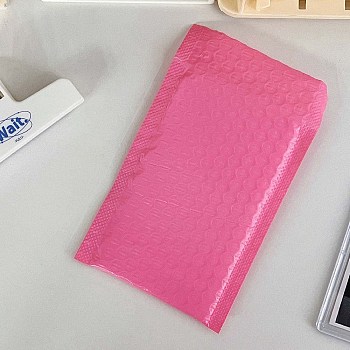 Plastic Film Package Bags, Bubble Mailer, Padded Envelopes, Rectangle, Hot Pink, 19x11cm