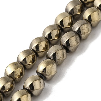 Electroplated Non-Magnetic Synthetic Hematite Beads Strands, Long-Lasting Plated, Twist, Light Gold Plated, 8mm, Hole: 1.3mm, about 49pcs/strand, 16.54''(42cm)