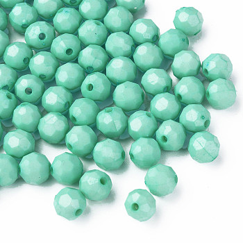 Opaque Acrylic Beads, Faceted, Dyed, Round, Turquoise, 10mm, Hole: 2mm, about 1050pcs/500g