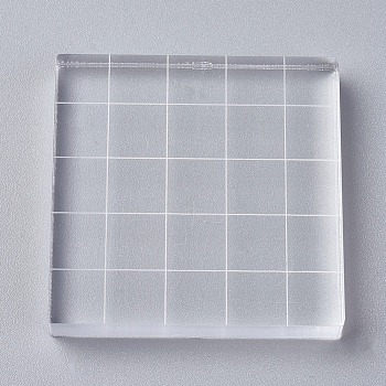 Acrylic Stamping Blocks Tools, with Grid Lines, Decorative Stamp Blocks, for Scrapbooking Crafts Making, Square, Clear, 50x50x7mm