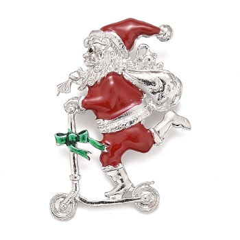 Santa Claus Enamel Pin, Christmas Alloy Badge for Backpack Clothes, Platinum, Red, 55x40x8mm