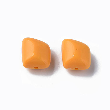 Opaque Acrylic Beads, Polygon, Orange, 17.5x15.5x11mm, Hole: 2mm, about 230pcs/500g