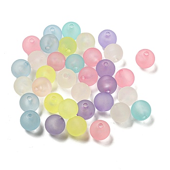 Opaque Acrylic Beads, Rubberized, Round, Mixed Color, 10mm, Hole: 2mm, about 1020pcs/500g