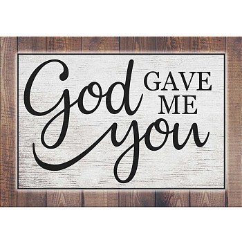 5D DIY Diamond Painting Family Theme Canvas Kits, Word God GAVE ME You, with Resin Rhinestones, Diamond Sticky Pen, Tray Plate and Glue Clay, Wood Grain Pattern, 29.5x40x0.02cm