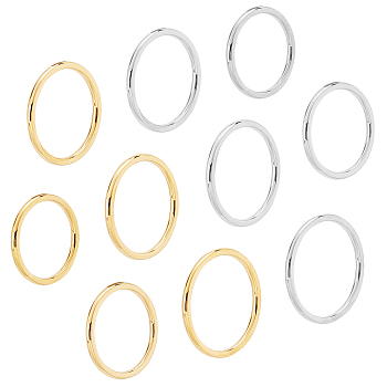 10Pcs 10 Style 201 Stainless Steel Plain Band Rings for Women, Golden & Stainless Steel Color, Inner Diameter: 14.8~18mm, 1pc/style