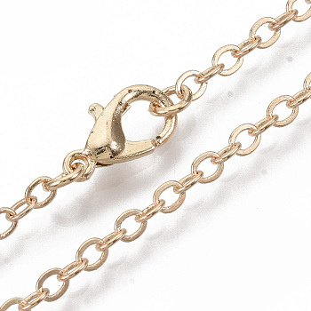 Brass Cable Chains Necklace Making, with Alloy Lobster Claw Clasps, Light Gold, 23.6 inch~24.37 inch(60cm~61.9cm)