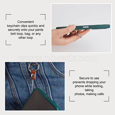 gorgecraft 2pcs 2 couleurs bagues de téléphone portable en cuir et en alliage de zinc(AJEW-GF0005-82)-6