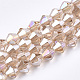Chapelets de perles en verre galvanoplastique(X-EGLA-Q118-6mm-B10)-1