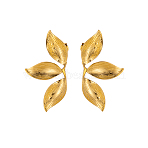 304 Stainless Steel Stud Earrings, Flower, Ion Plating(IP), Real 18K Gold Plated, 48x25mm(STAS-OY003-58G)