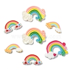 32Pcs 4 Styles Opaque Resin Cabochons, Rainbow & Cloud, Colorful, 12.5~35x15~34x5~6.5mm, 8pcs/style(CRES-YW0001-46)