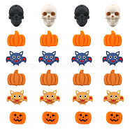 8 Style Halloween Theme Food Grade Eco-Friendly Silicone Beads, Chewing Beads For Teethers, DIY Nursing Necklaces Making, Mixed Shapes, Mixed Color, 19.5~25.5x16~34x7.5~20mm, 24pcs/box(SIL-CA0001-68)