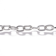 304 Stainless Steel Chain, Cable Chain, Unwelded, Stainless Steel Color, 6x3.5x0.8mm(CHS-G017-10P-0.8mm)