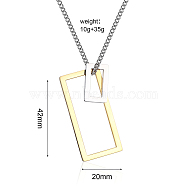 Simple Geometric Pendant Necklace, Stainless Steel Necklace, Rectangle, Golden, 15.75 inch(40cm)(TR3981-2)