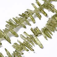 Natural Crackle Quartz Crystal Dyed Beads Strands, Chip, Olive Drab, 12~35x4~5.5x3~5mm, Hole: 1mm, about 101~102pcs/strand, 15.35''(39cm)(G-I345-04A)