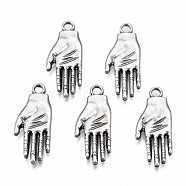 Tibetan Style Alloy Pendants, Cadmium Free & Nickel Free & Lead Free, Palm, Thailand Sterling Silver Plated, 21.5x9x2mm, Hole: 1.8mm(PALLOY-S120-266-NR)