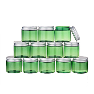 Plastic Cosmetics Cream Jar, Empty Portable Refillable Bottle, with Aluminum Cap, Green, 4.95x4.8cm, Capacity: 50g(MRMJ-WH0054-03A)