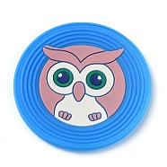 Cartoon Silicone Anti-Slip Pad, Kitchen Hot Mats, Flat Round, Owl Pattern, 9x0.2cm(AJEW-I049-02A)