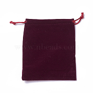 Velvet Packing Pouches, Drawstring Bags, Dark Red, 15~15.2x12~12.2cm(TP-I002-12x15-03)