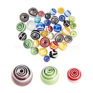 3 Strand 3 Style Handmade Lampwork Beads Strands, Round with Swirl, Mixed Color, 8~12mm, Hole: 1~1.2mm, about 48pcs/strands & 38pcs/strand & 38pcs/strand(LAMP-LS0001-04)