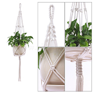 Cotton Macrame Plant Hangers, Boho Style Hanging Planter Baskets, Wall Decorative Flower Pot Holder, Snow, 1050mm(MAKN-PW0001-040A)