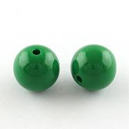 Round Bubblegum Chunky Acrylic Beads, Opaque Beads, Sea Green, 20mm, Hole: 2.5mm, about 105pcs/500g(PAB709Y-12)