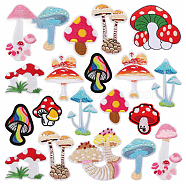 Polyester Embroidery Cloth Iron on Patches, Costume Accessories, Mushroom, Mixed Color, 48~76x43~76mm, 20pcs/set(MUSH-PW0001-074B)