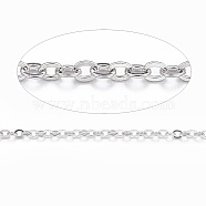 304 Stainless Steel Cable Chains, Soldered, with Spool, Flat Oval, Stainless Steel Color, 1.5x1.3x0.3mm, about 10m/roll(CHS-H007-01P)