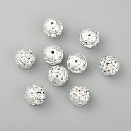 Brass Rhinestone Beads, Grade A, Silver Color Plated, Round, Crystal, 12mm in diameter, Hole: 1.5mm(X-RB-A011-12mm-01S)