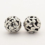 Alloy Filigree Beads, Filigree Ball, Round, Antique Silver, 10mm, Hole: 2mm(PALLOY-L118-04)