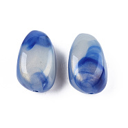 Opaque Acrylic Beads, Two Tone Color, with Glitter Powder, Teardrop, Blue, 25x18.5x17.5mm, Hole: 2mm, about 115pcs/500g(MACR-N009-016C)
