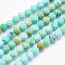 Natural Turquoise Beads Strands, Round, Faceted, 2mm, Hole: 0.5mm, about 174pcs/strand, 15.5 inch(39.5cm)(G-O166-17-2mm)