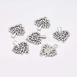 Tibetan Style Alloy Pendants, Cadmium Free & Nickel Free & Lead Free, Tree, Antique Silver, 28x24x1.8mm, Hole: 2mm(TIBEP-A13000-AS-FF)