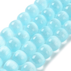 Natural Selenite Beads Strands, Dyed, Barrel Beads, Sky Blue, 8.5mm, Hole: 1.2mm, about 48pcs/strand, 15.35''(39cm)(G-B103-A01-08)