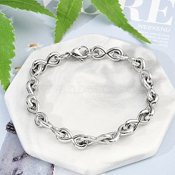 304 Stainless Steel Infinity Link Chain Bracelets for Women Men, Stainless Steel Color, 8-5/8 inch(22cm), Link: 18.5x8x2.5mm(BJEW-F488-53D-P)