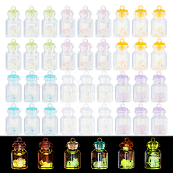 AHADERMAKER 36Pcs 6 Colors Luminous Plastic Pendants, with Polymer Clay inside, Bottle Charms, Mixed Color, 28.5x14.5mm, Hole: 1.8mm, 6pcs/color(KY-GA0001-22)