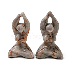 Natural Netstone Carved Healing Yoga Goddess Figurines, Reiki Energy Stone Display Decorations, 47.5~49.5x27~29x19~20.5mm(DJEW-D012-06C)