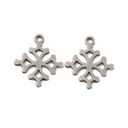 201 Stainless Steel Pendants, Flower Charms, Stainless Steel Color, 16x13.7x0.9mm, Hole: 1.5mm(STAS-K251-065P)