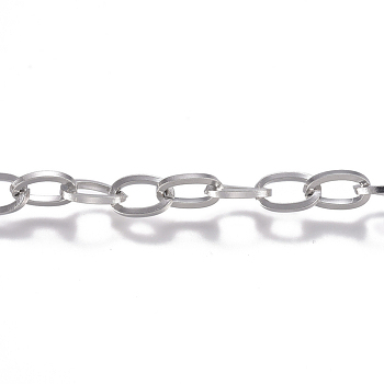 304 Stainless Steel Chain, Cable Chain, Unwelded, Stainless Steel Color, 6x3.5x0.8mm