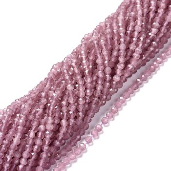 Cat Eye Beads Strands, Round, Faceted, Old Rose, 3mm, Hole: 0.2mm, 14.17 inch(36cm), 122pcs/strand