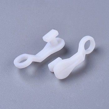 Window Curtain Hooks, for Top of Curtains Plastic Fittings Single Hooks For Curtains, White, 28x9x2~9.5mm, 50pcs/bag