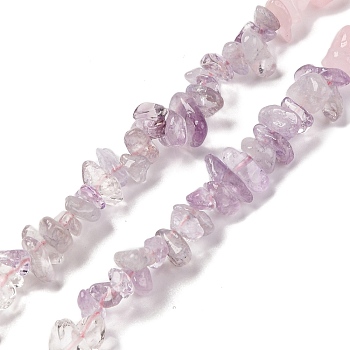 Natural Quartz Crystal & Rose Quartz & Amethyst Beads Strands, Chip, 4~17x4~10x1~8mm, Hole: 0.8~1mm, about 15.35~16.14 inch(39~41cm)