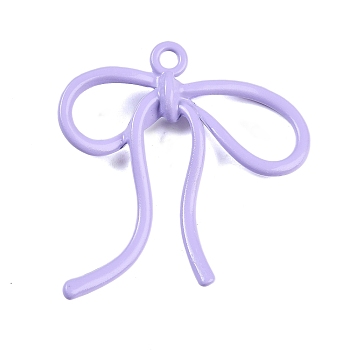 Baking Paint Alloy Pendants, Bowknot, Lilac, 45x42x6mm, Hole: 3mm