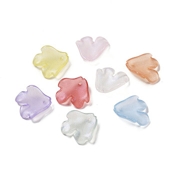 Transparent Acrylic Beads, with Giltter Powder, Leaf, Mixed Color, 18x19x6mm, Hole: 1.8mm