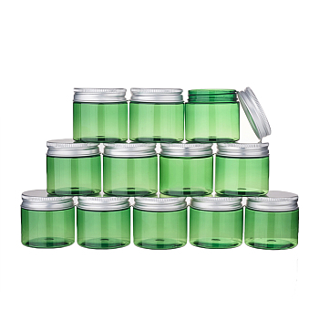 Plastic Cosmetics Cream Jar, Empty Portable Refillable Bottle, with Aluminum Cap, Green, 4.95x4.8cm, Capacity: 50g