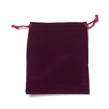 Velvet Packing Pouches, Drawstring Bags, Dark Red, 15~15.2x12~12.2cm
