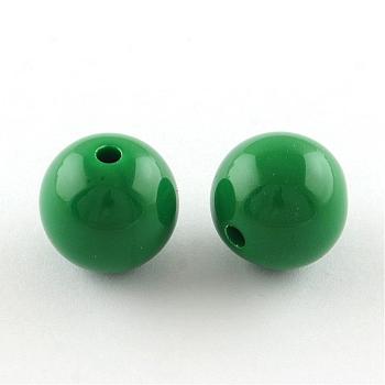Round Bubblegum Chunky Acrylic Beads, Opaque Beads, Sea Green, 20mm, Hole: 2.5mm, about 105pcs/500g