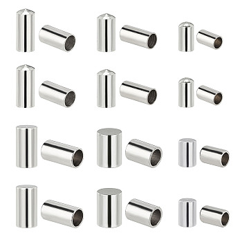 Elite Stainless Steel Cord Ends, End Caps, Column, Stainless Steel Color, 180pcs/box