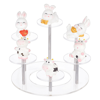 6-Tier Acrylic Action Figure Display Risers, Round Tiered Jewelry Organizer Holder, for Nail Polish, Doll, Cosmetic Display, Clear, Finish Product: 15.3x15.3x9.7cm