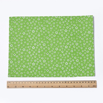 Floral Pattern Printed A4 Polyester Fabric Sheets, Self-adhesive Fabric, for Garment Accessories, Lime Green, 30x21.5x0.03cm