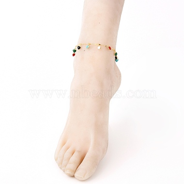 Bracelets de cheville en laiton émaillé(X-AJEW-AN00348)-4